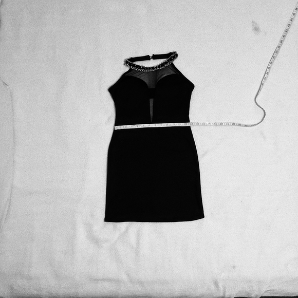 Dress, Black, Sleevless with brass spiked collar - Picture 3 of 7